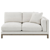 Room setup with Geneva Boucle Sectional Chaise Sofa in sand