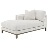 Side perspective emphasizing chaise extension
