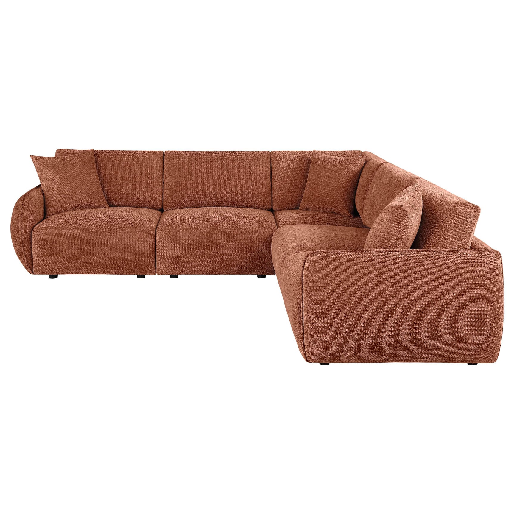 Side view of Elysia coral chenille sectional sofa