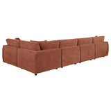 Close-up of sectional sofa cushion