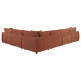 Room view of Elysia 6-piece coral chenille sectional sofa