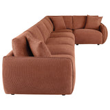 Another main view of coral chenille Elysia sectional sofa
