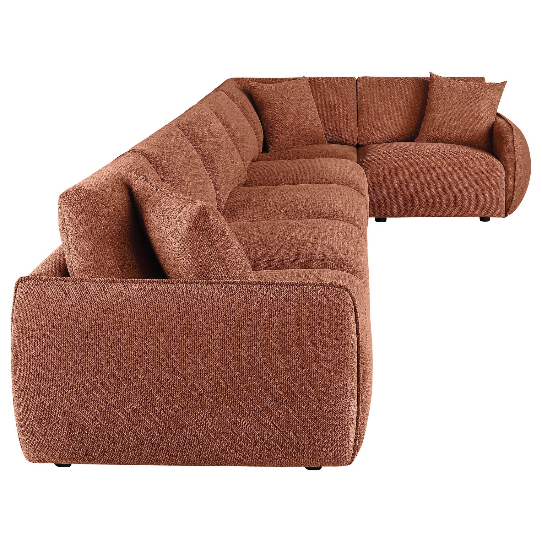 Another main view of coral chenille Elysia sectional sofa