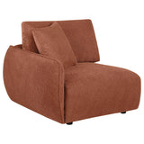 Living room with Elysia 6-piece coral chenille sectional sofa