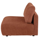 Back view of Elysia modular armless chair coral