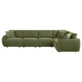 Side angle of Elysia green chenille sectional