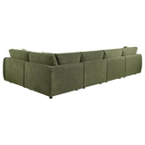 Detail of sectional sofa arm and cushions