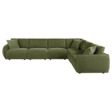 Side view of Elysia 6-piece green chenille sectional sofa