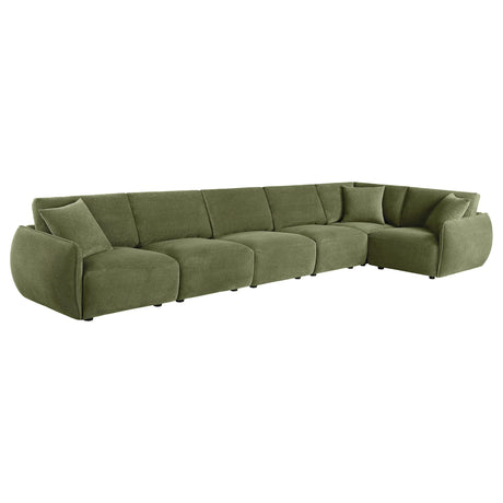 Main view of Elysia 6-piece green modular sectional sofa