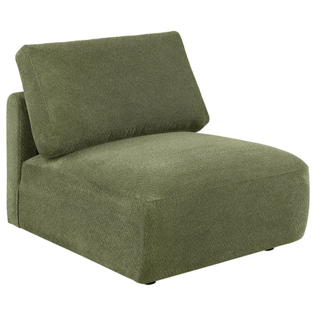 Front angle of Elysia green chenille sectional sofa