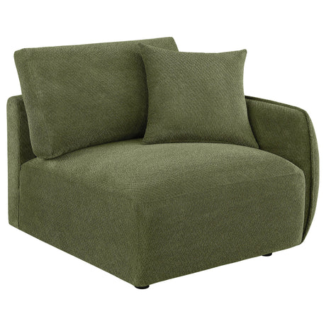Room ambiance with green Elysia sectional sofa