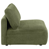 Modular chair side profile in green chenille