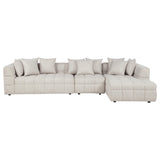 Side angle of Amara 3-piece upholstered sectional sofa in cement fabric
