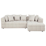 Side view of Amara 2-piece upholstered sectional sofa in cement fabric