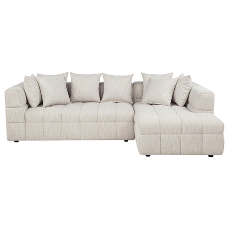 Side view of Amara 2-piece upholstered sectional sofa in cement fabric