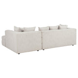 Detail view of upholstery and cushions on Amara sectional sofa