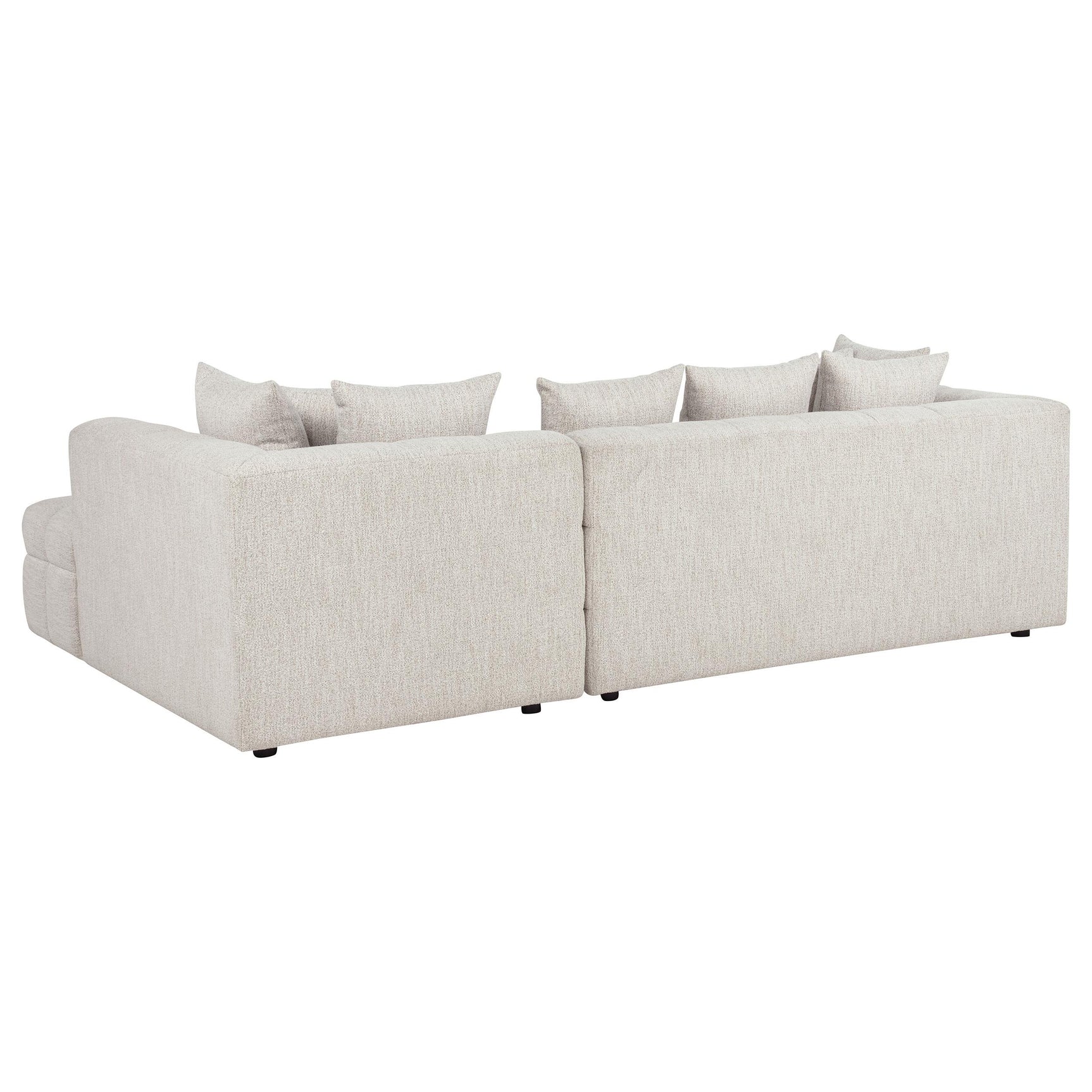 Detail view of upholstery and cushions on Amara sectional sofa