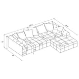 Living room view with Amara 2-piece upholstered sectional sofa