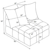 Amara Armless Chair next to sectional sofa
