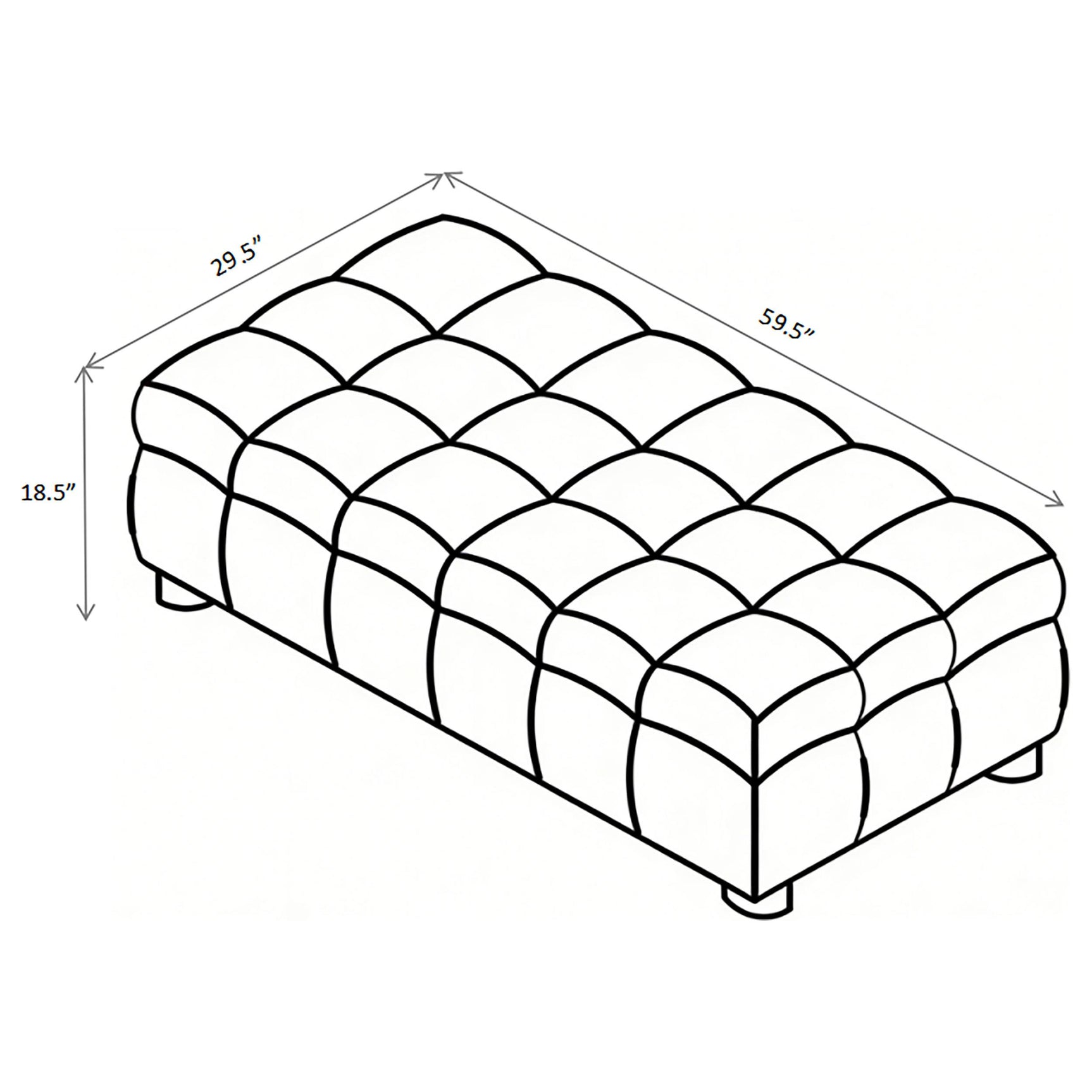 Amara fabric upholstered ottoman in front view