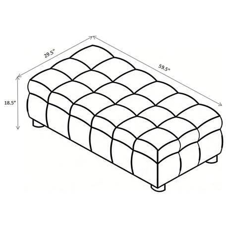 Amara fabric upholstered ottoman in front view