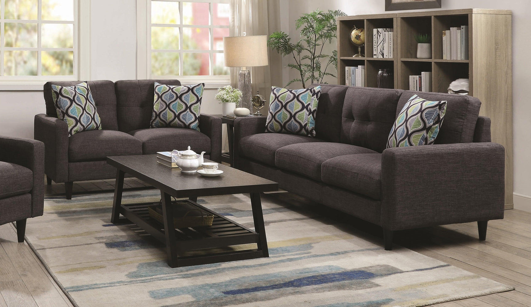 Watsonville Tufted Back Loveseat Grey - Ella Furniture