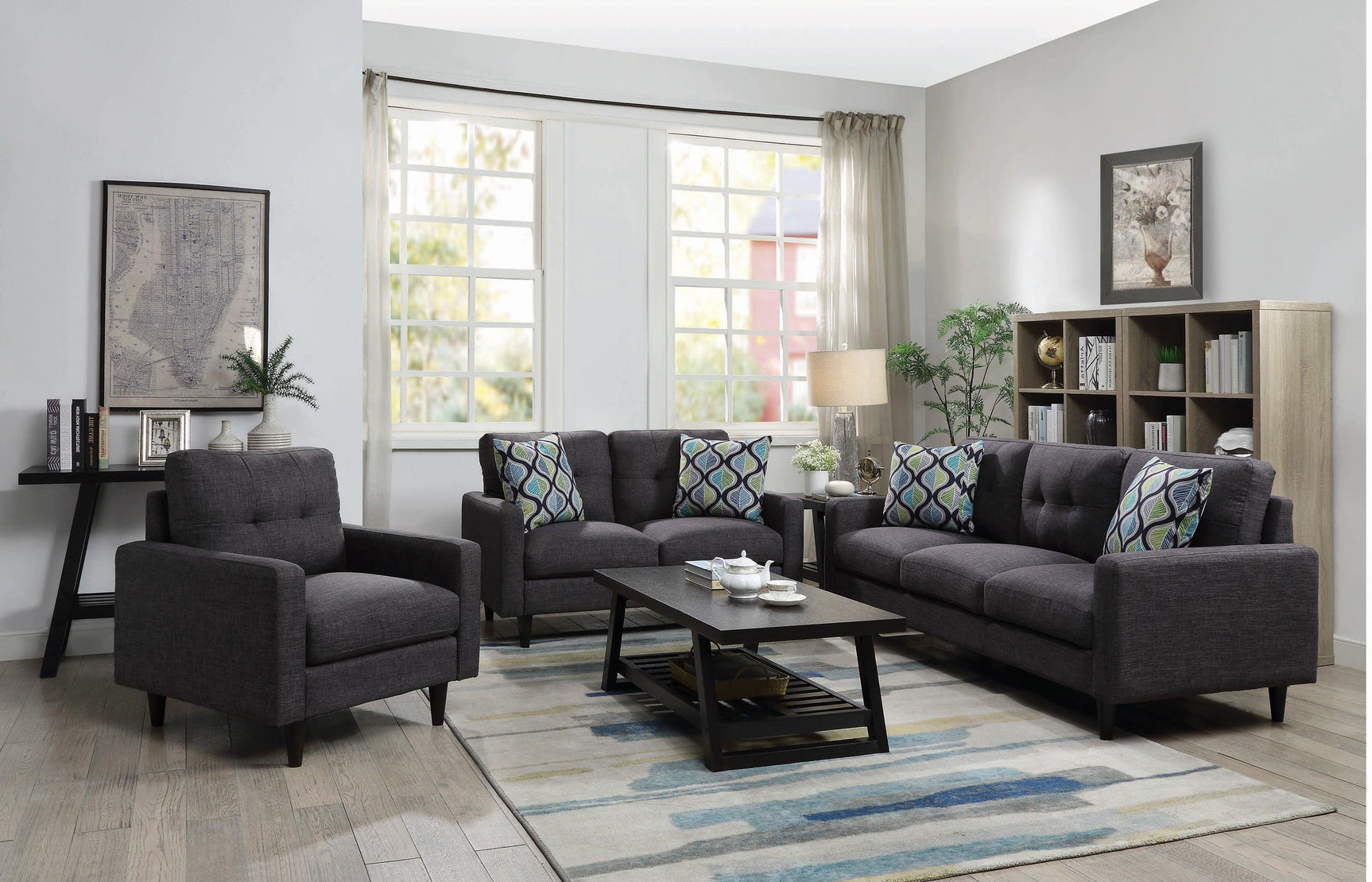 Watsonville Tufted Back Sofa Grey - Ella Furniture