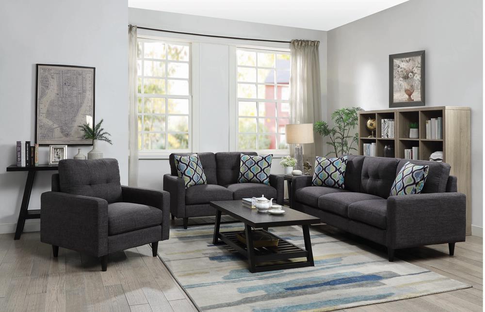 Watsonville Grey Upholstered Sofa + Loveseat + Chair 552001-S3 - Ella Furniture