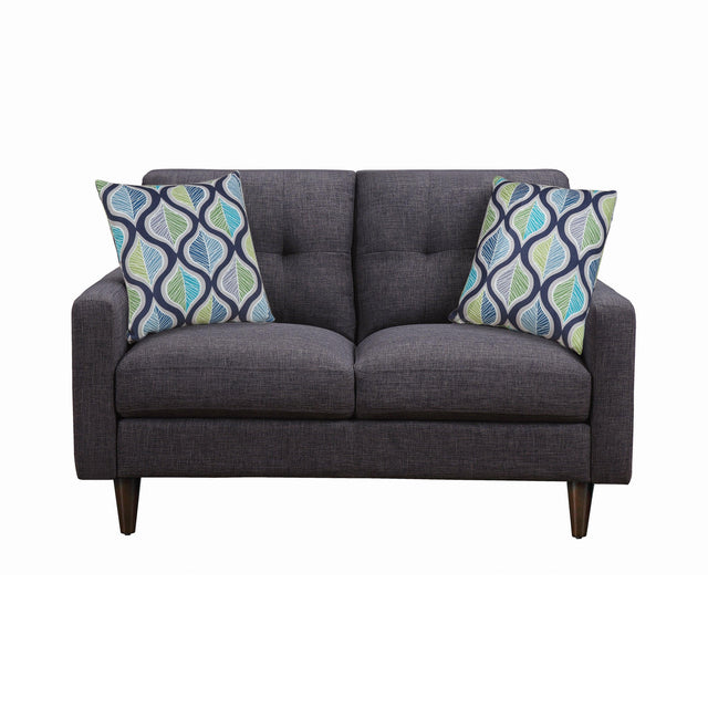 Watsonville Tufted Back Loveseat Grey - Ella Furniture
