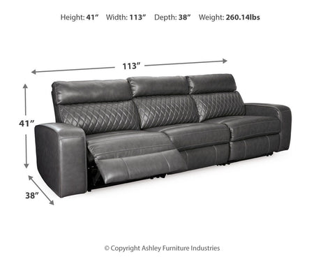 Samperstone Gray Faux Leather 3-Piece Power Reclining Sectional Sofa - image 4