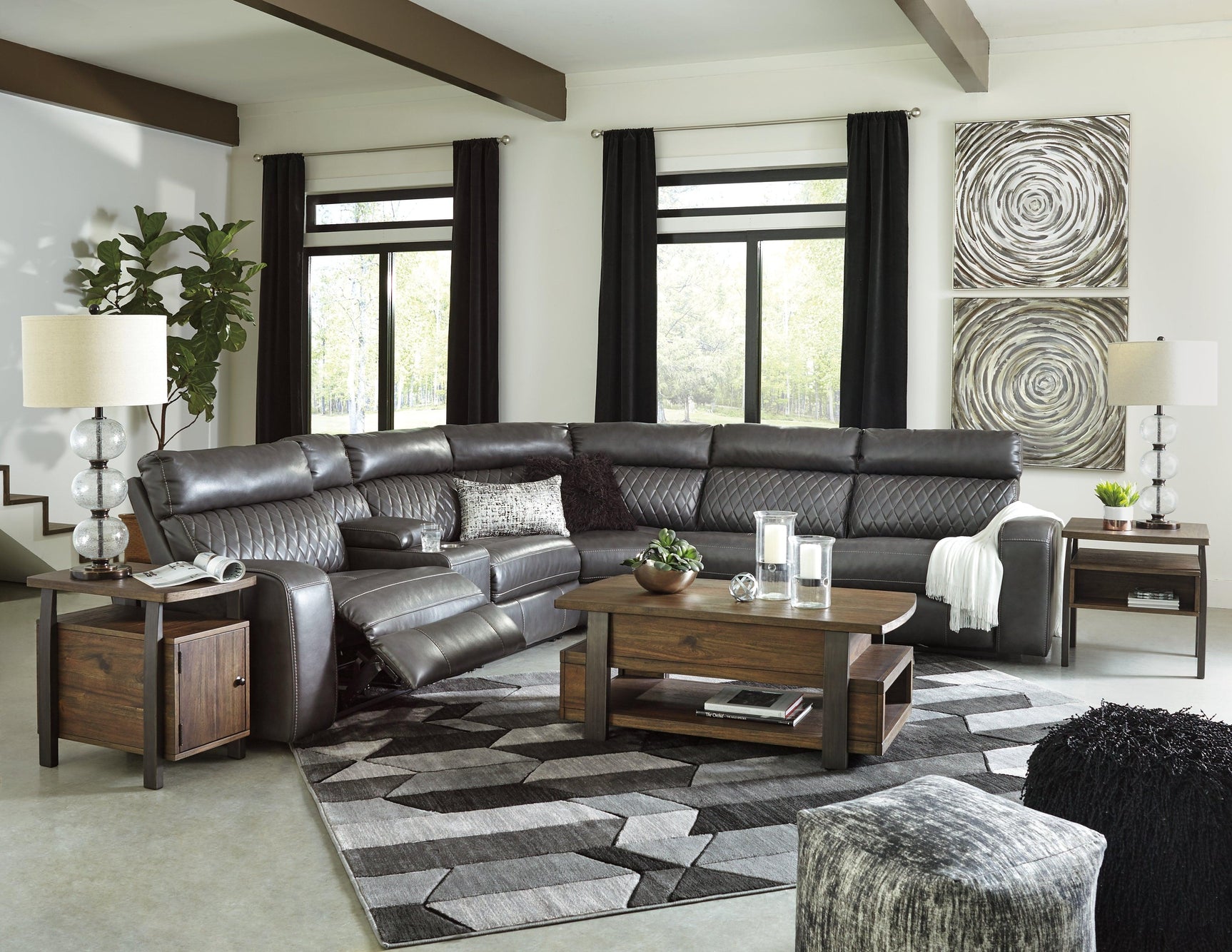 Close-up of cushion and armrest detail on Samperstone sectional