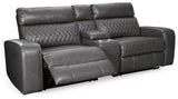 Samperstone Gray Faux Leather 3-Piece Power Reclining Sectional Loveseat - image 2