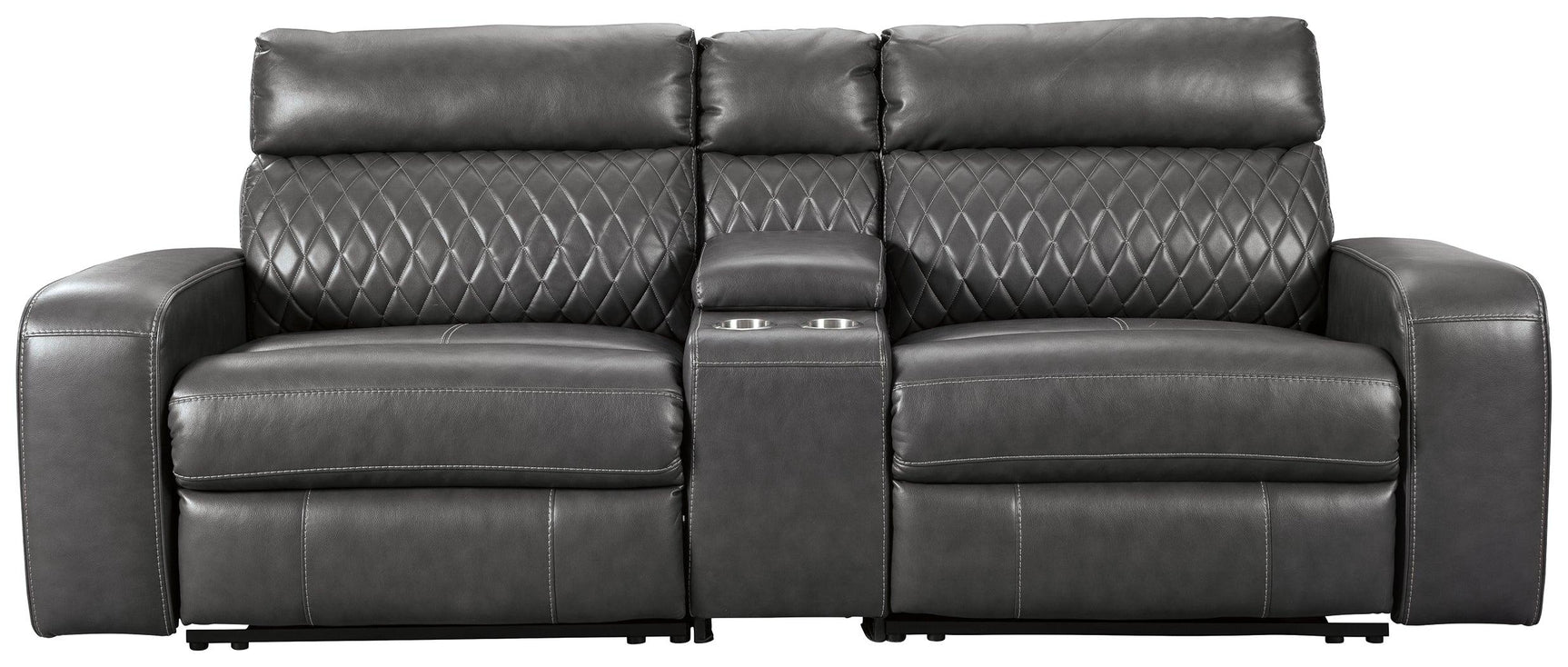 Samperstone sectional showing zero wall power recliners side angle