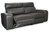 Samperstone Gray 2-Piece Power Reclining Sectional sofa angled view