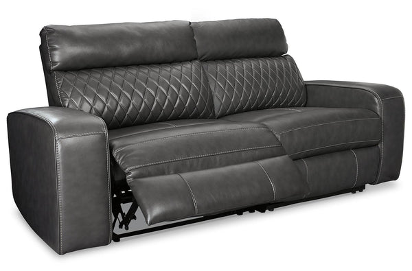 Samperstone Gray 2-Piece Power Reclining Sectional sofa angled view