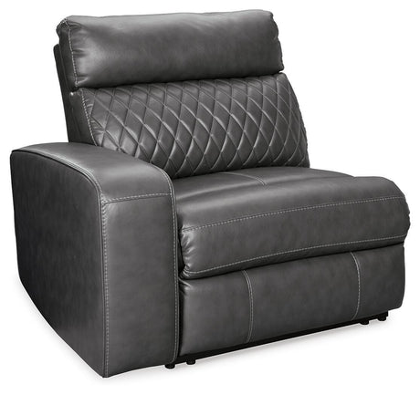 Samperstone Gray Faux Leather 2-Piece Power Reclining Sectional Loveseat - image 2