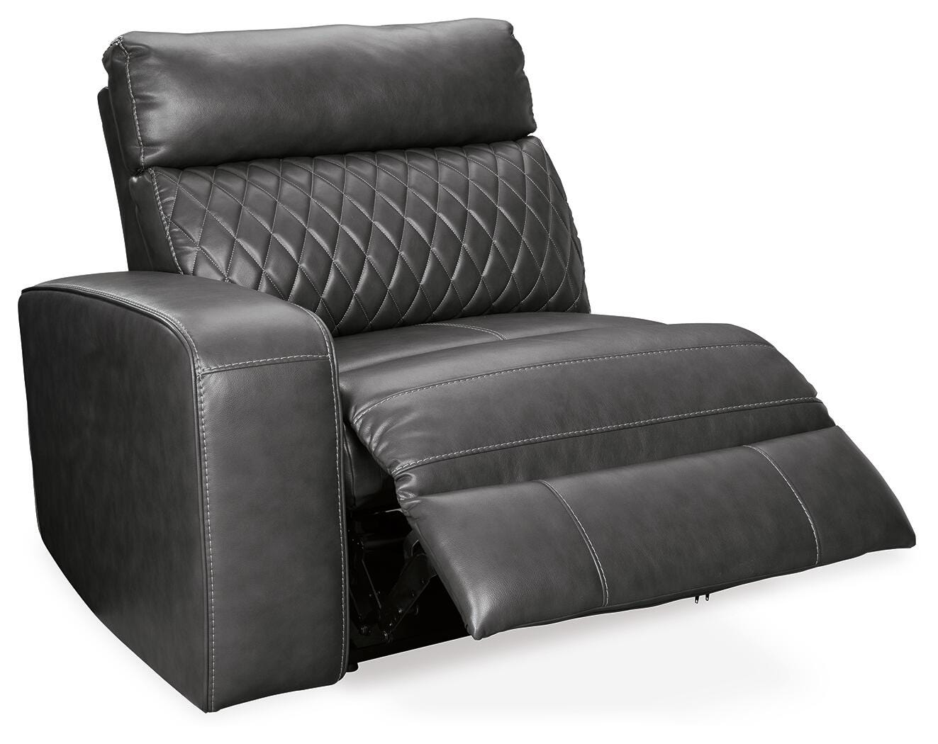 Samperstone Gray Faux Leather 2-Piece Power Reclining Sectional Loveseat - image 3