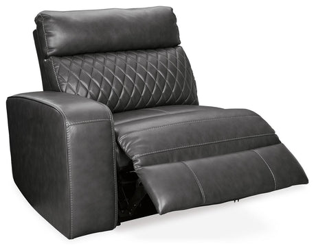 Samperstone Gray Faux Leather 2-Piece Power Reclining Sectional Loveseat - image 3