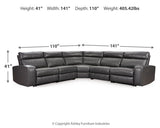 Samperstone Gray Faux Leather 5-Piece Power Reclining Sectional - image 4