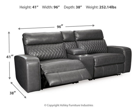 Samperstone Gray Faux Leather 3-Piece Power Reclining Sectional Loveseat - image 4