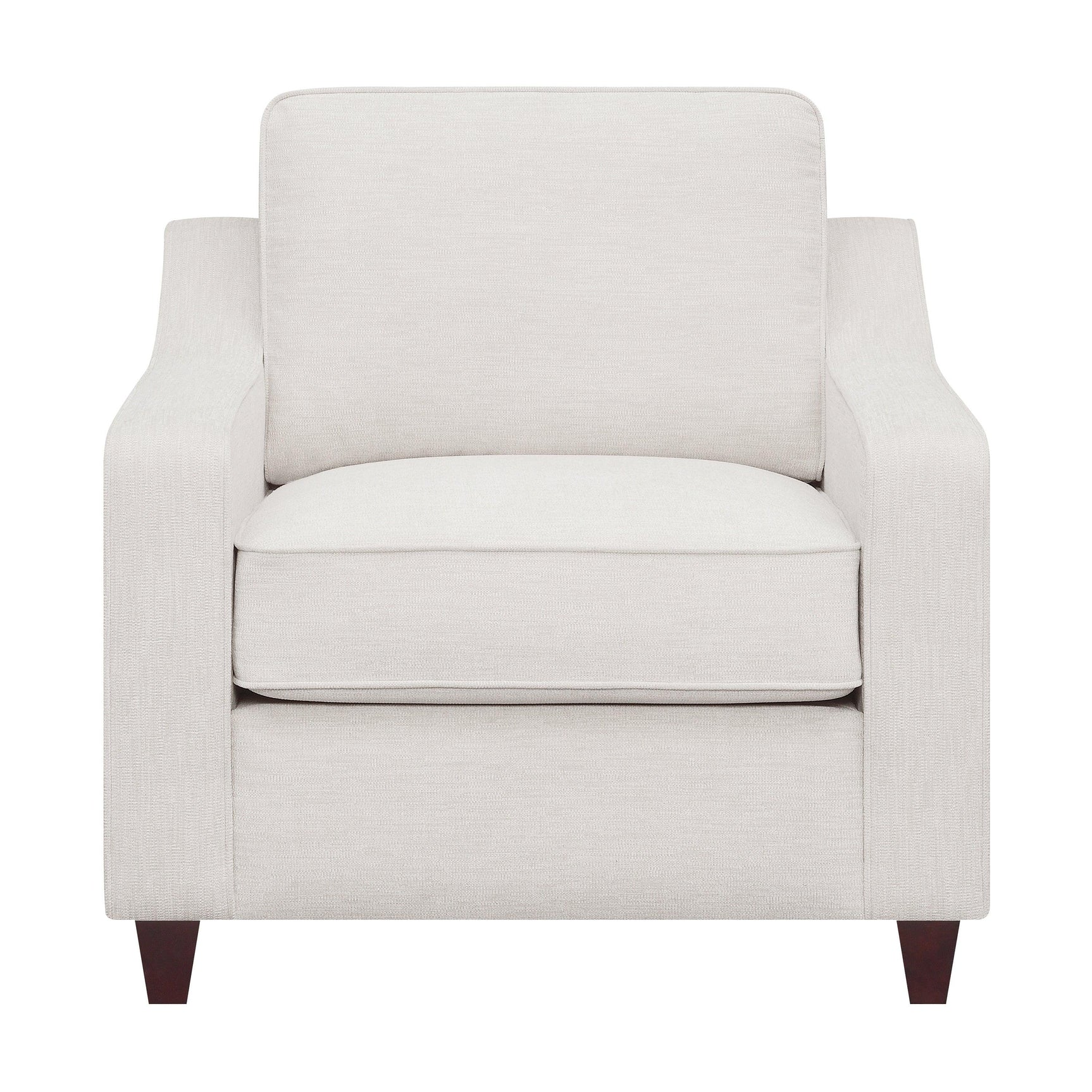 Side angle of Christine Beige Upholstered Cushion Back Sofa