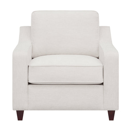 Side angle of Christine Beige Upholstered Cushion Back Sofa