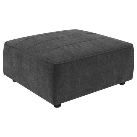 Sunny Square Upholstered Ottoman dark charcoal angled view
