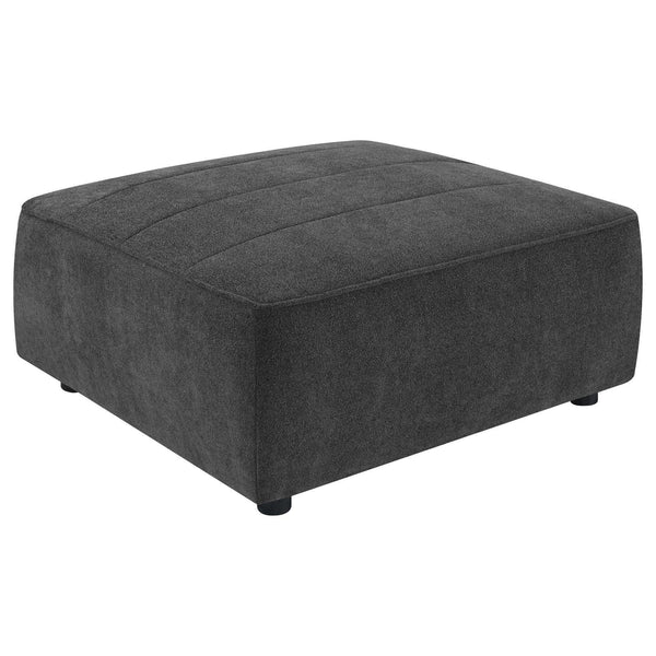 Sunny Square Upholstered Ottoman dark charcoal angled view