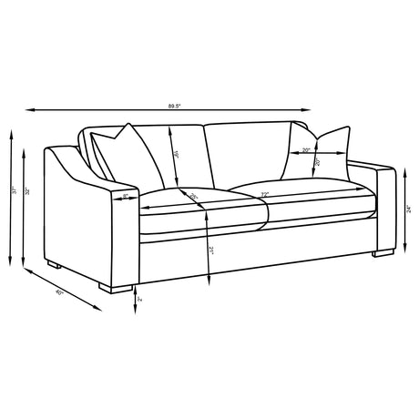 Ashlyn 3-piece upholstered track arm sofa set in sand - detail view