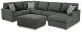 Edenfield Charcoal 3-Piece Sectional with Ottoman — product image 2