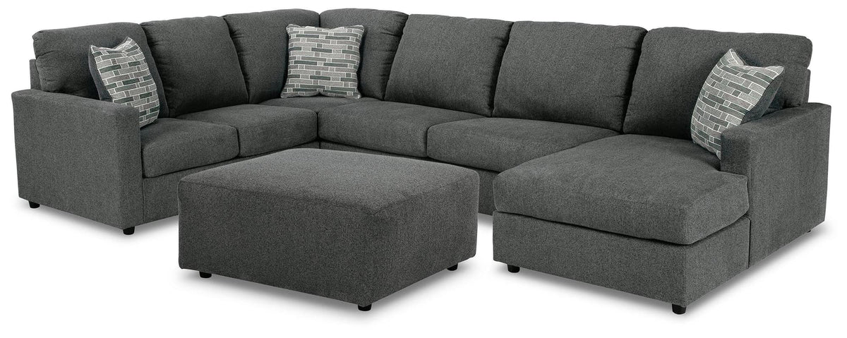 Edenfield Charcoal 3-Piece Sectional with Ottoman — product image 2