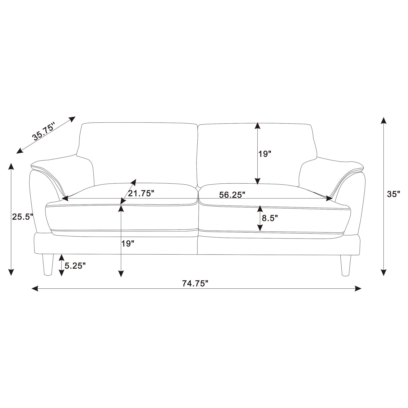 Front view of both sofa and loveseat in set