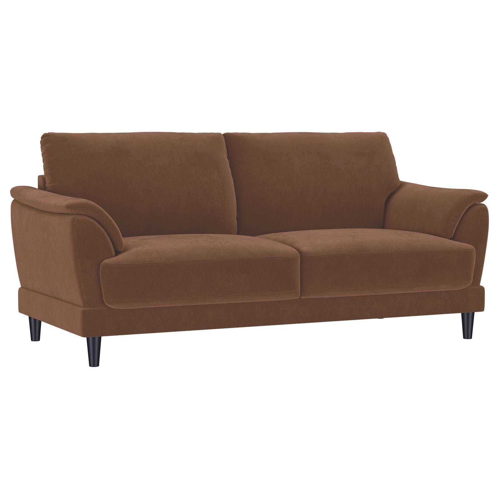 main view of Selma Velvet Upholstered Crescent Arm Sofa Rust furniture