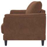 Side view of Selma sofa showing crescent arm design